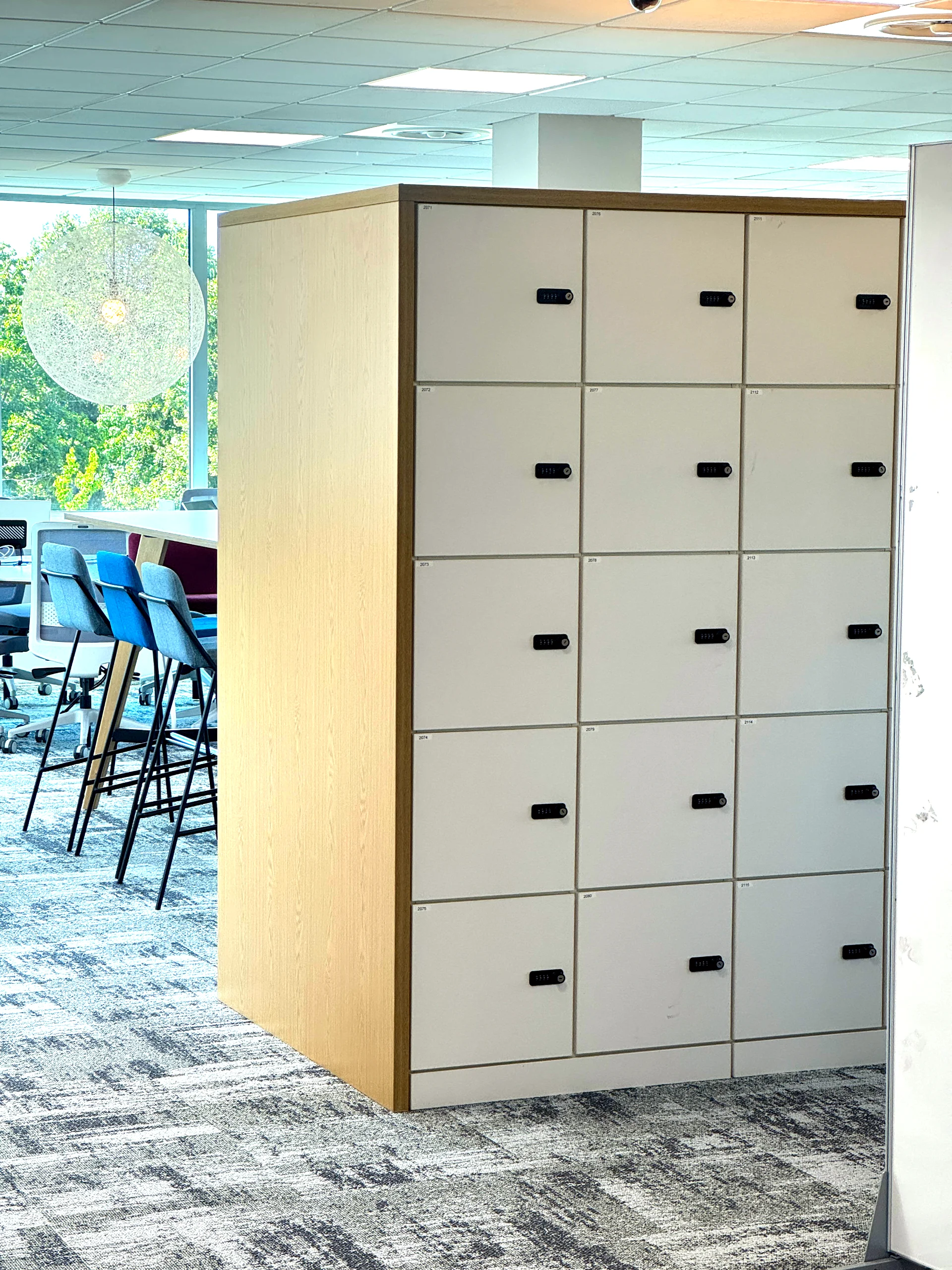 Custom locker shroud kit installed on existing units during refurbishment