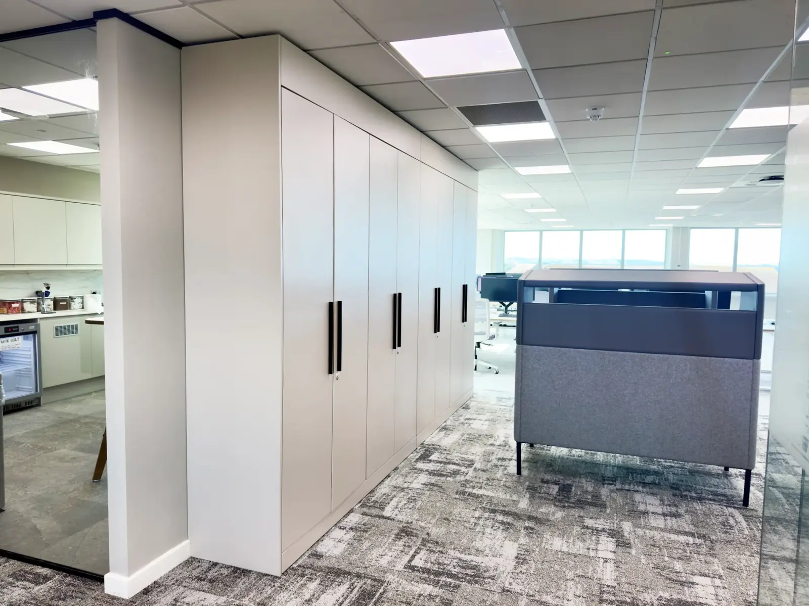 Bespoke fitted office storage installed during a London office refurbishment
