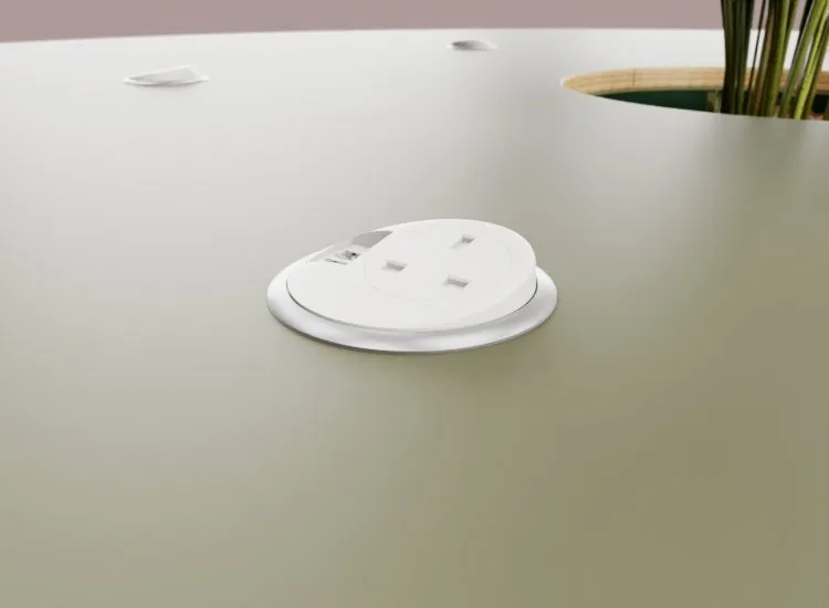 Orbital table built-in power socket integrated seamlessly into the tabletop