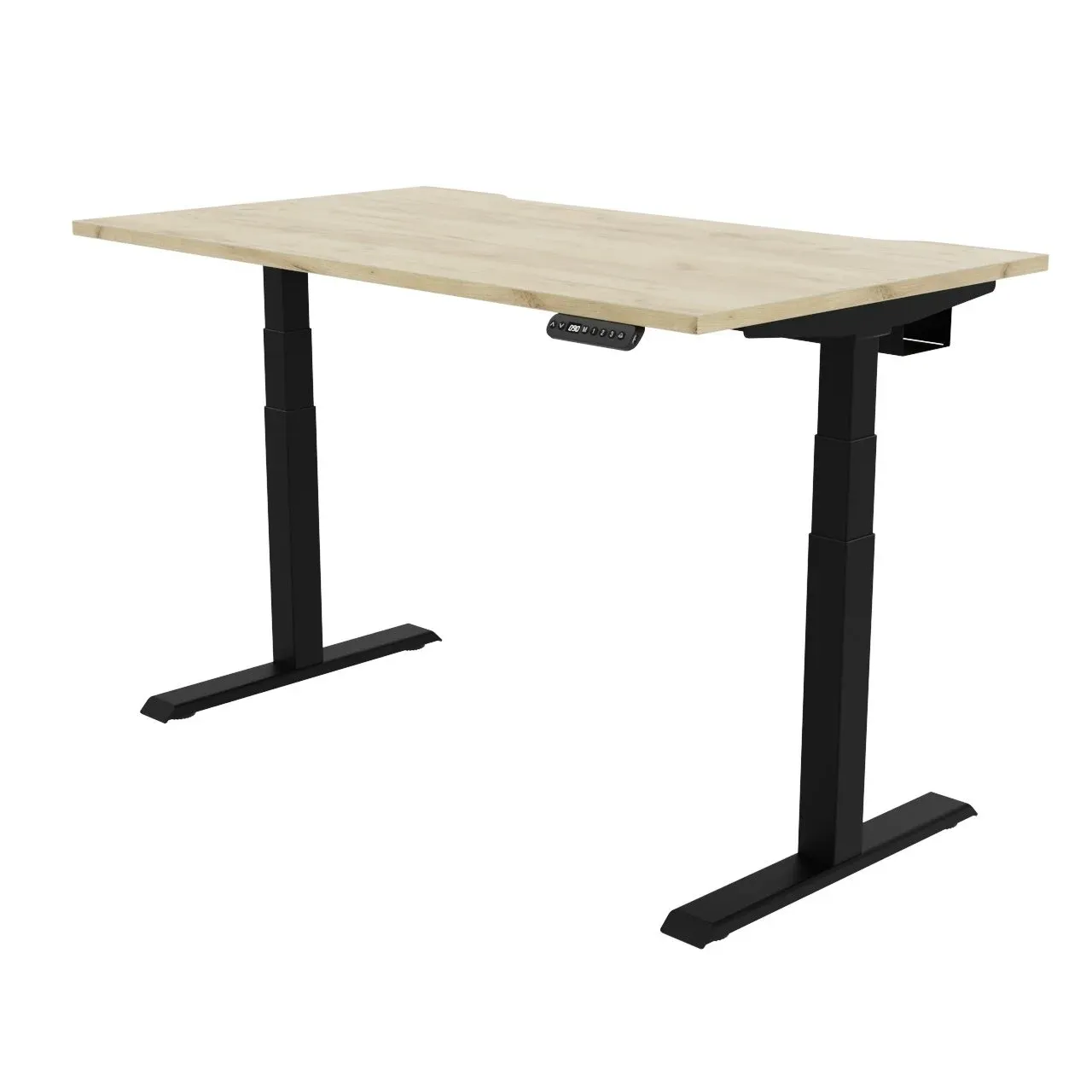 R!se sit-stand desk angled view showing sleek commercial design