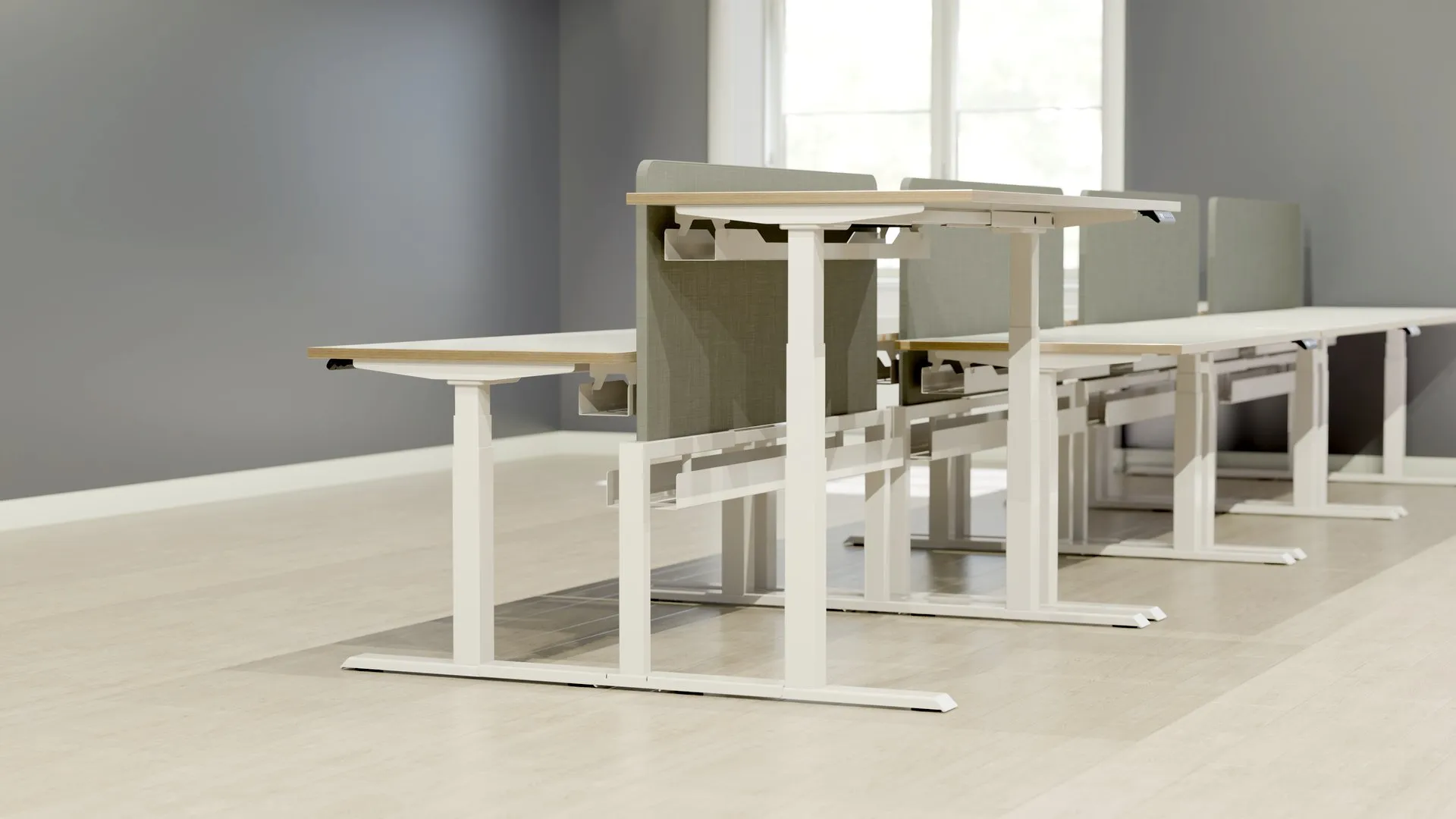 Modular R!se desk system in open plan co-working area